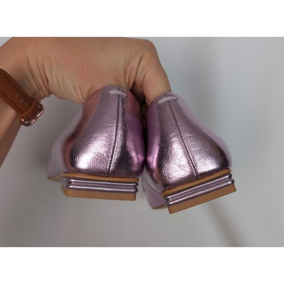 Franco Sarto 8M Shoes Light Pink Purple Metallic Tiari Slip-On Loafers Flats - Picture 8 of 11